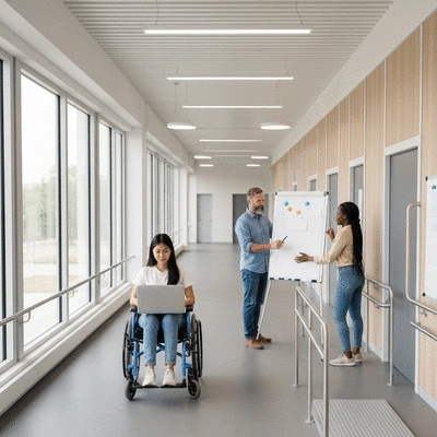 Diverse workplace with accessible features