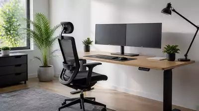 Healthy workspace with ergonomic setup