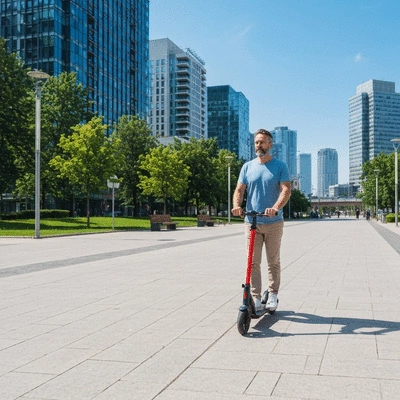 User navigating a city with a mobility aid