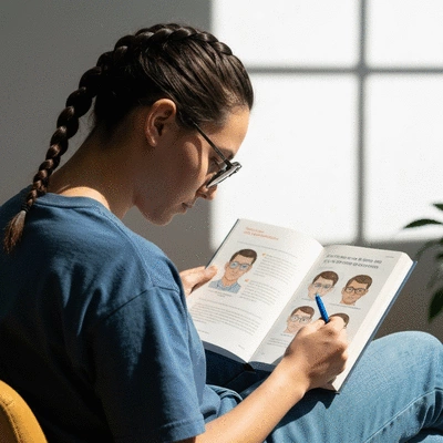 User reading about eye protection