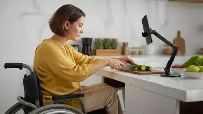 User engaging with assistive technology in a daily setting