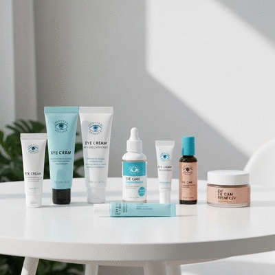 Augenpflegeprodukte auf einem Tisch