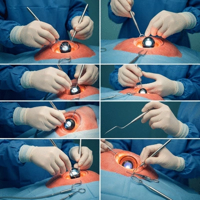 Illustration des Ablaufs einer Kataraktoperation